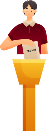 Dropping a request slip into a hopper